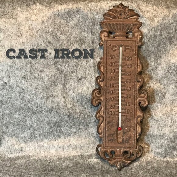 Cast Iron Rustic Wall Thermometer - Picture 1 of 4